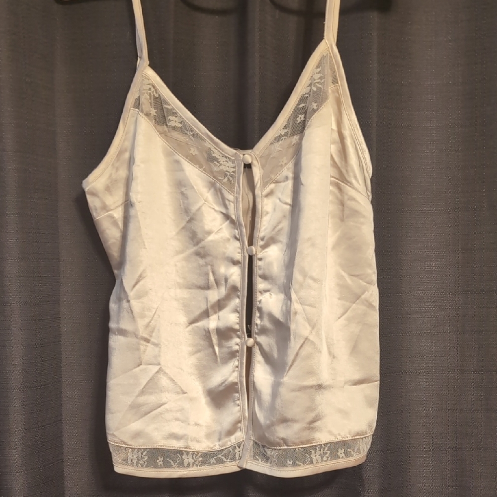 NWT Lulus Cream Satin Lace-Trim Camisole